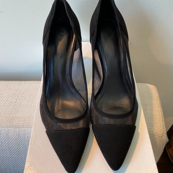 Sandro Black Annie Mesh Suede Leather Pointed Heel - Picture 1 of 9